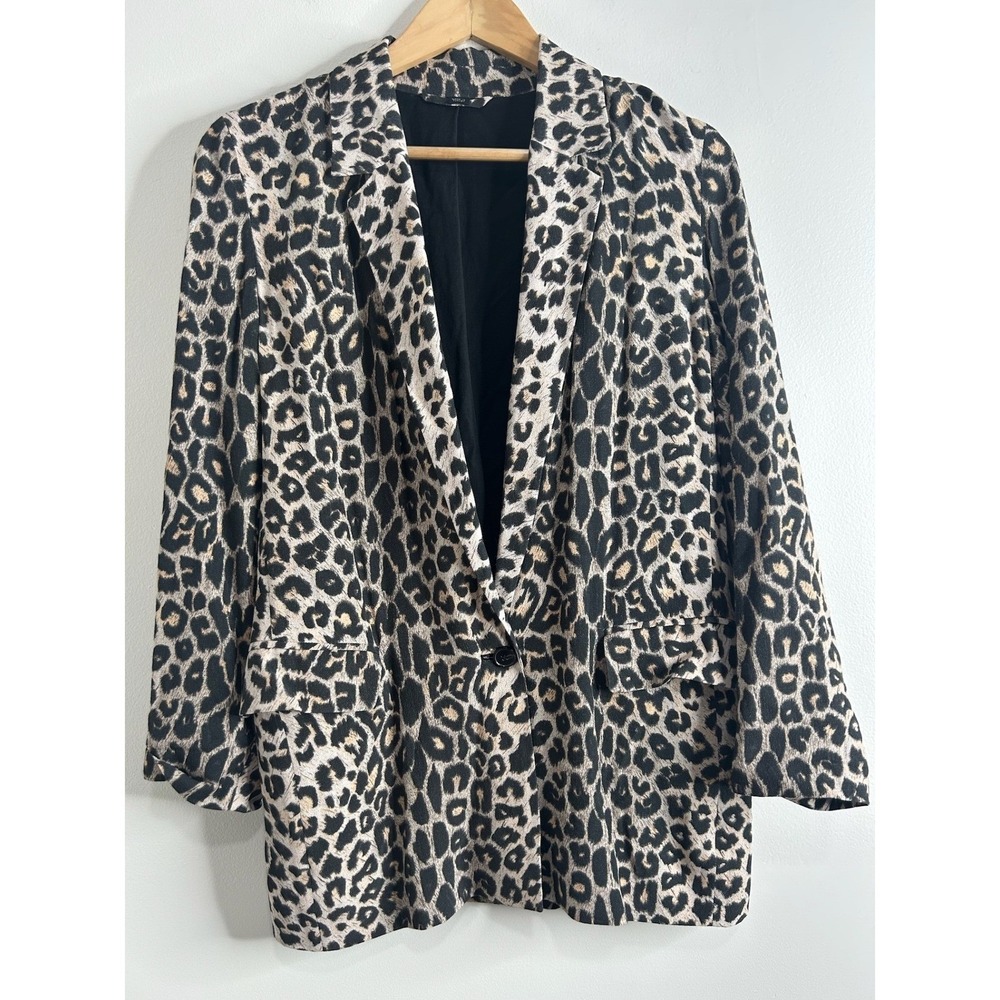 All Saints Neve Leppo Leopard Print Blazer Single Button Jacket 00 Contemporary